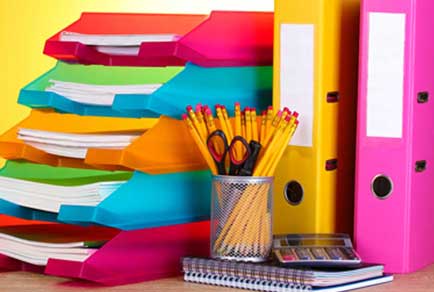 Organised Corporate Stationery Workplace Clean office desk arranged with professional business stationery.